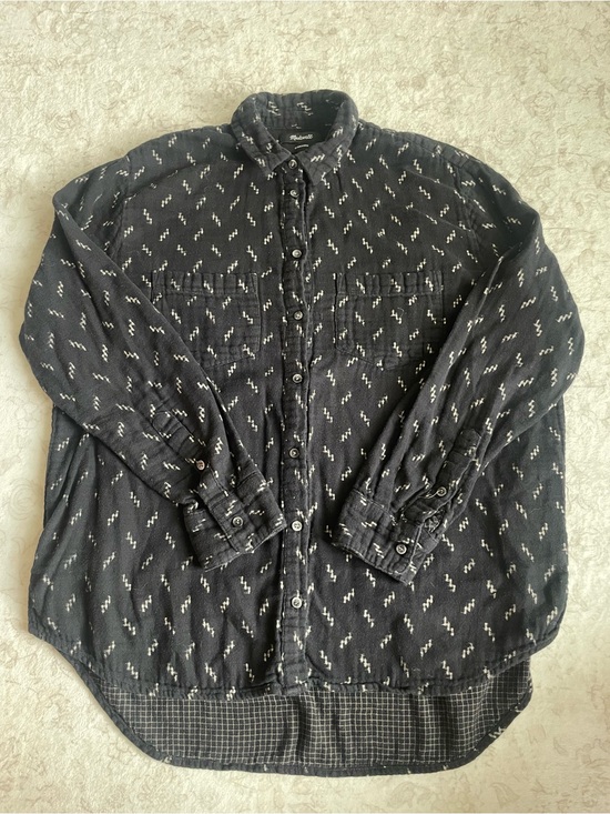 Madewell Tops - Madewell 100% Cotton Soft Black Patterned Button-Up
